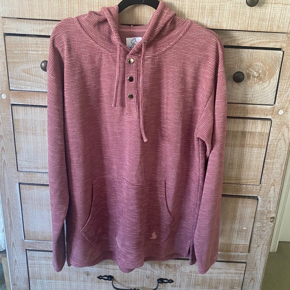 Men's Hooded Henley Sweatshirt in Dusty Rose